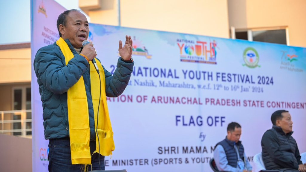 Minister of State Natung Flags Off Contingent For National Youth Festival 2024